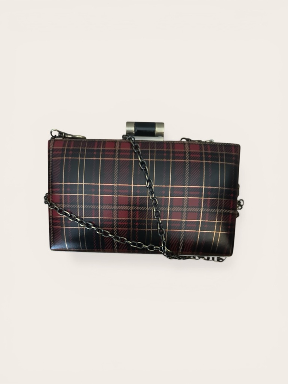 Patricia Nash Alora Tartan Plaid Leather Frame Clutch Crossbody Chain Bag - Picture 2 of 11